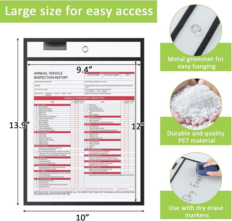suituts 25 Pack Job Ticket Holders 10x13 Inches-Dry Erase Pockets Sleeves Shop Ticket Holder Reusable Plastic Pocket Protector Sleeves for Documents, Teacher Supplies - Image 2